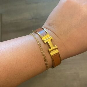 Clic H Gold and Brown Bracelet